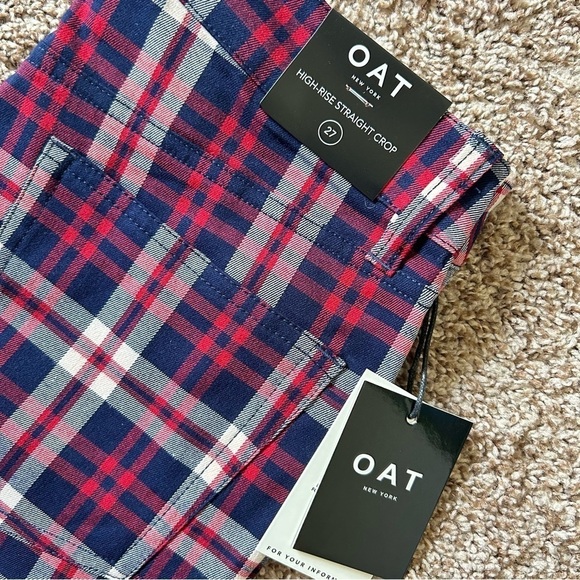 OAT New York Wallace Plaid High Rise Cropped Pants 27 - Picture 6 of 7